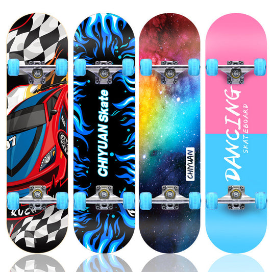 One-piece dropshipping four-wheel skateboard for beginners double rocker road adult and children professional scooter manufacturer direct sale 