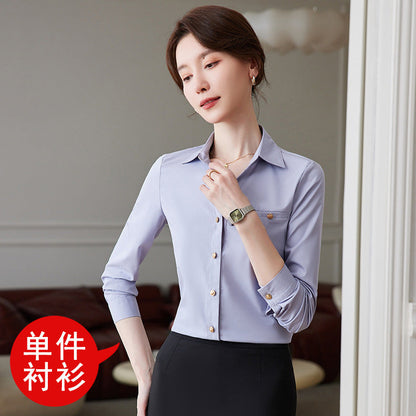 Fashion professional white shirt for women 2023 spring and summer new bottoming shirt interview formal wear front desk temperament work clothes 