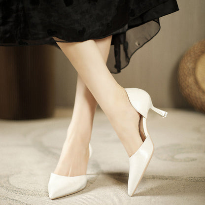 699-20 stiletto pointed toe shoes, black professional pumps, shiny flat toe shoes, high heels, nude women's shoes 