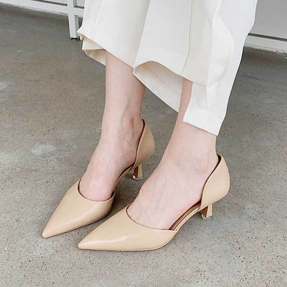 699-20 stiletto pointed toe shoes, black professional pumps, shiny flat toe shoes, high heels, nude women's shoes 