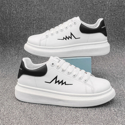 New white shoes for men in spring new versatile casual sneakers thick soles to increase student trend 8901 