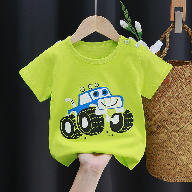 Children's short-sleeved t-shirt pure cotton girls summer clothes baby baby summer children's clothes 2023 boys tops one piece drop shipping 