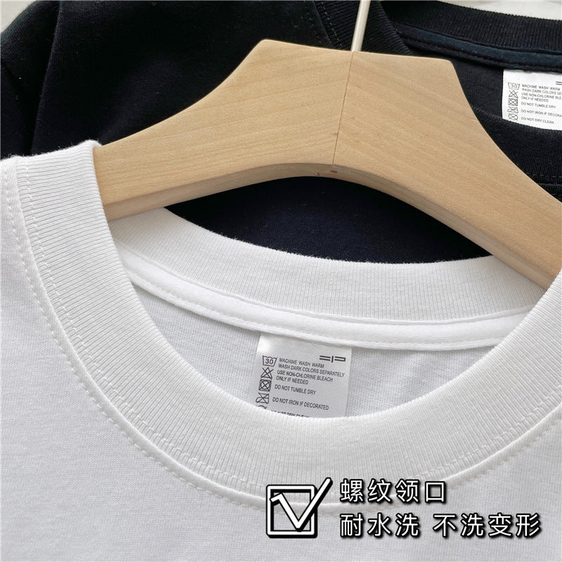 Short-sleeved T-shirt men's summer ins fashion brand men's clothing 2023 new Hong Kong style loose half-sleeved top American pure cotton T-shirt 