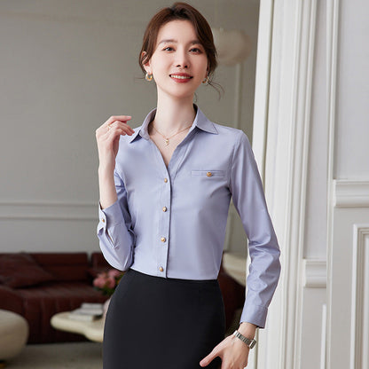 Fashion professional white shirt for women 2023 spring and summer new bottoming shirt interview formal wear front desk temperament work clothes 