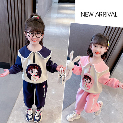 Girls Autumn and Winter Suit 2023 New Fashionable Baby Girl Autumn Two-piece Set Girls Internet Celebrity Children's Clothing Spring and Autumn Style 