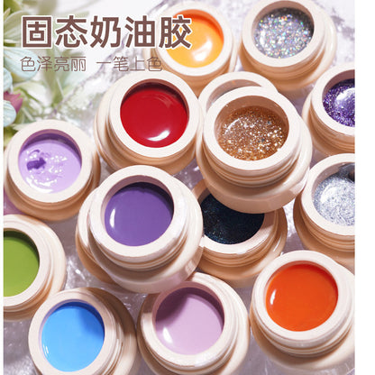 Ice-transparent solid nail polish cat's eye color smooth cream painted glue manicure shop Japanese canned glue wholesale 