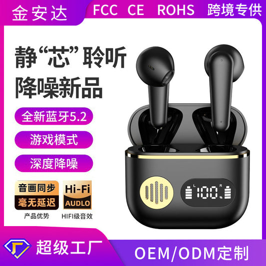 Huaqiangbei In-Ear Wireless Bluetooth Headphones Noise Reduction Mini Smart Digital Display Sports Running Music Headphones Wholesale 