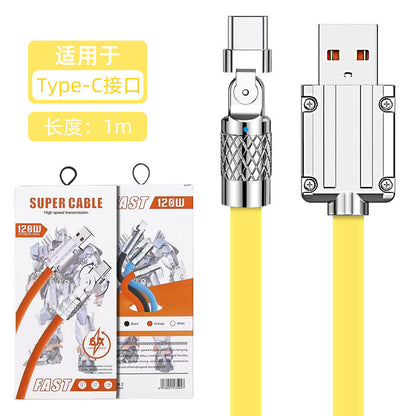 佰通超级闪充120W机甲锌合金可180度旋转防冻硅胶加粗快充数据线
