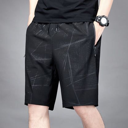 Ice silk shorts men's summer trend plus size plus size sports casual pants loose quick-drying beach outerwear five-point pants 