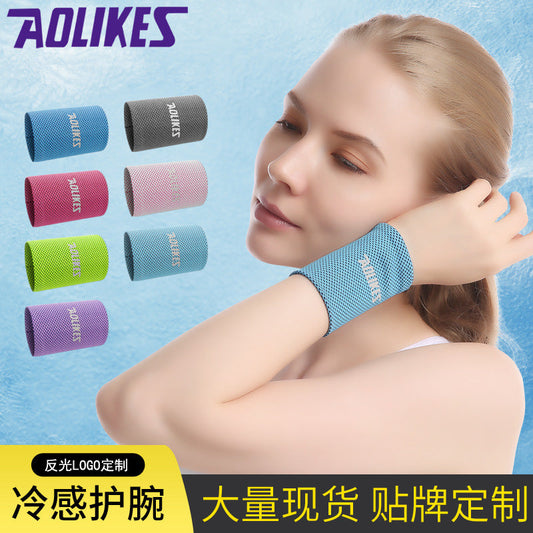 aolikes Ice Wristband Thin Cold Sensing Sports Towel for Men and Women Summer Breathable Sweat Wiping Fitness Sweat Absorbent Running