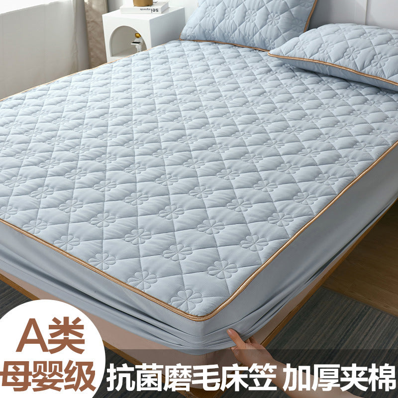 Cross-border supply of chemical fiber plain quilted bed sheets single piece mattress protector bed sheet bed cover dustproof mattress cover