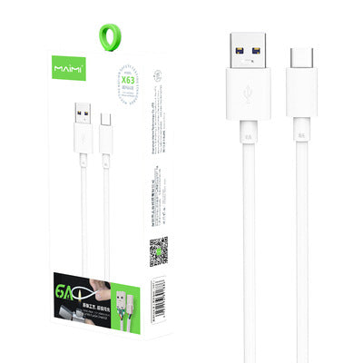 Maimi X63 Super Fast Charging Type-C Android 6A Data Cable 66W Flash Charging Mate50 P40 ខ្សែសាកទូរសព្ទចល័ត