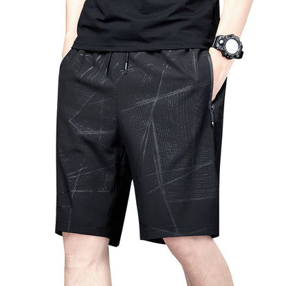 Ice silk shorts men's summer trend plus size plus size sports casual pants loose quick-drying beach outerwear five-point pants 