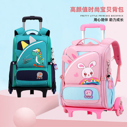 Rabbit Children's Backpack Cartoon Dinosaur All-in-one Burden-Reducing Lightweight School Bag for Primary School Students in Grades One to Six 