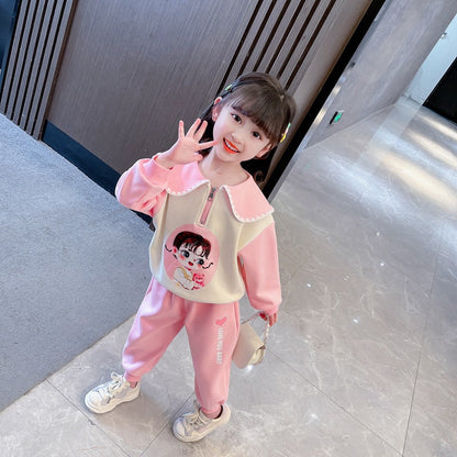 Girls Autumn and Winter Suit 2023 New Fashionable Baby Girl Autumn Two-piece Set Girls Internet Celebrity Children's Clothing Spring and Autumn Style 