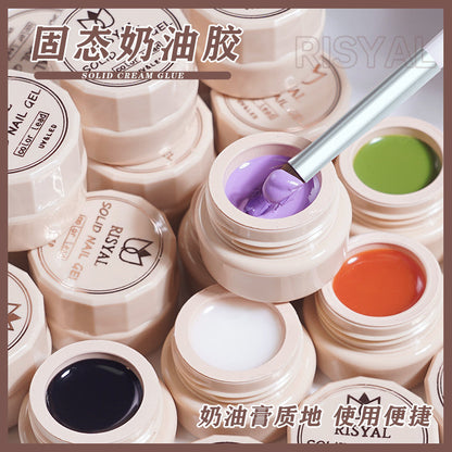 Ice-transparent solid nail polish cat's eye color smooth cream painted glue manicure shop Japanese canned glue wholesale 