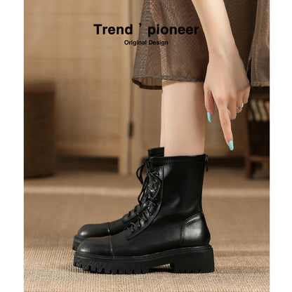 White Martin boots for women 2023 new women's spring and autumn popular short boots summer thin boots breathable thick-soled boots