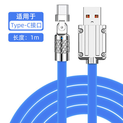 佰通超级闪充120W机甲锌合金可180度旋转防冻硅胶加粗快充数据线