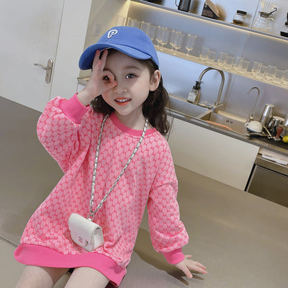 Girls Spring Clothes 2022 New Dresses Fashionable Baby Girls Fashionable Spring and Autumn Children's Sweater Skirts Children's Spring Trendy 