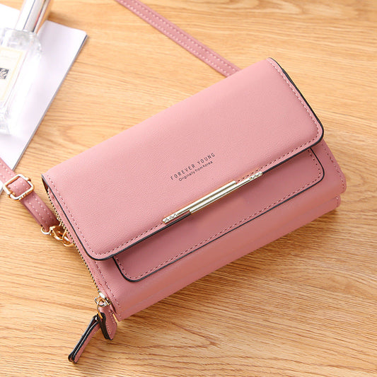 2022 New PU Women's Wallet Korean Version Large Capacity Multifunctional Shoulder Bag Medium and Long Mobile Phone Bag Coin Purse 