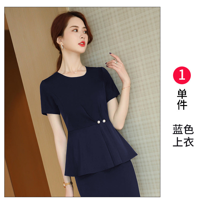 Black beauty salon temperament work clothes for women summer short-sleeved small blazer beautician medical beauty professional attire suit 