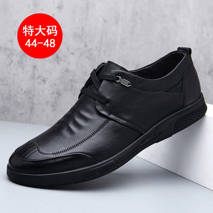 First layer cowhide men's casual leather shoes 44-48 extra large size Korean version versatile genuine leather soft sole soft surface men's leather shoes 