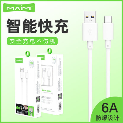 Maimi X63 Super Fast Charging Type-C Android 6A Data Cable 66W Flash Charging Mate50 P40 ខ្សែសាកទូរសព្ទចល័ត