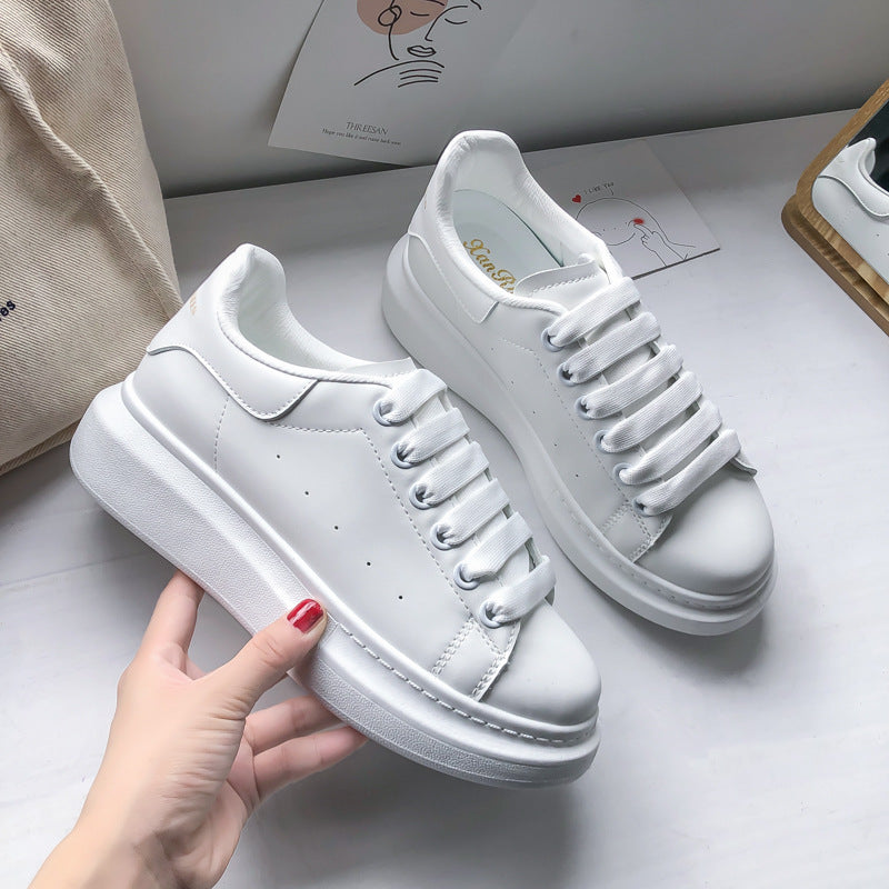 2022 New Spring Casual Versatile Fashion White Shoes for Women Classic Ladies Thick Sole Increased 801 