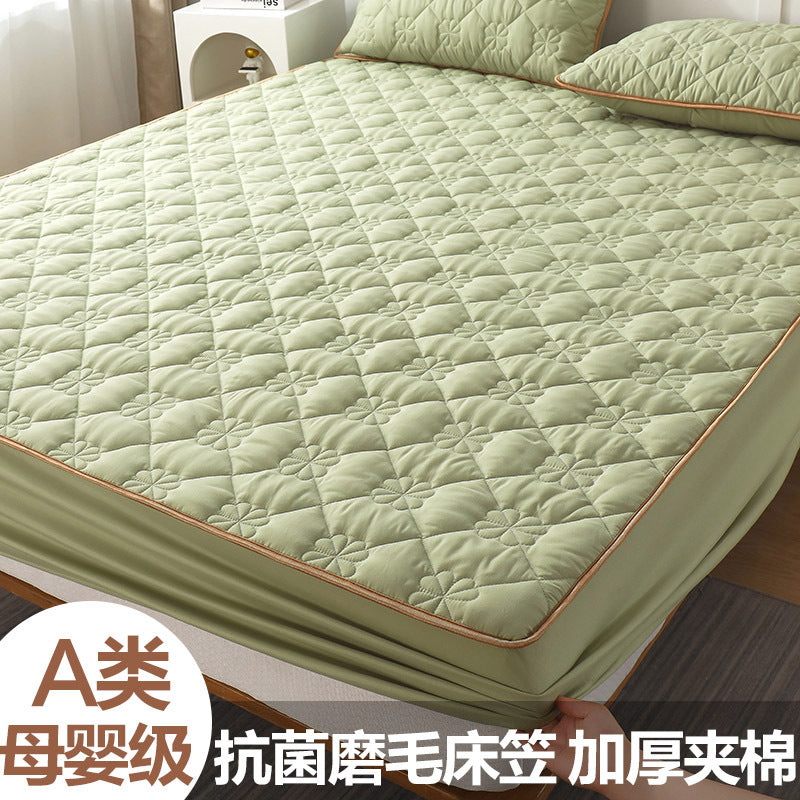 Cross-border supply of chemical fiber plain quilted bed sheets single piece mattress protector bed sheet bed cover dustproof mattress cover