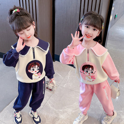 Girls Autumn and Winter Suit 2023 New Fashionable Baby Girl Autumn Two-piece Set Girls Internet Celebrity Children's Clothing Spring and Autumn Style 