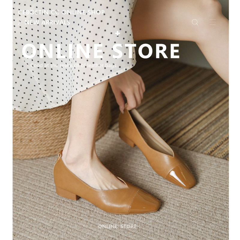 Casual Hot Style Shoes Fashion Women's Shoes 2023 Spliced ​​Shallow Mouth Low Heels Granny Shoes Lazy Shoes One Piece Wholesale 