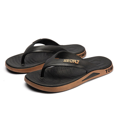 Flip-flops ស្បែកជើងសាមញ្ញថ្មីសម្រាប់បុរស, មិនរអិល, ស្បែកជើងធម្មតាពាក់ចេញក្រៅ, ស្បែកជើងបុរសម៉ូដឆ្នេរ លក់ដុំ 