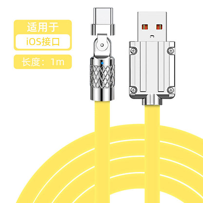 佰通超级闪充120W机甲锌合金可180度旋转防冻硅胶加粗快充数据线