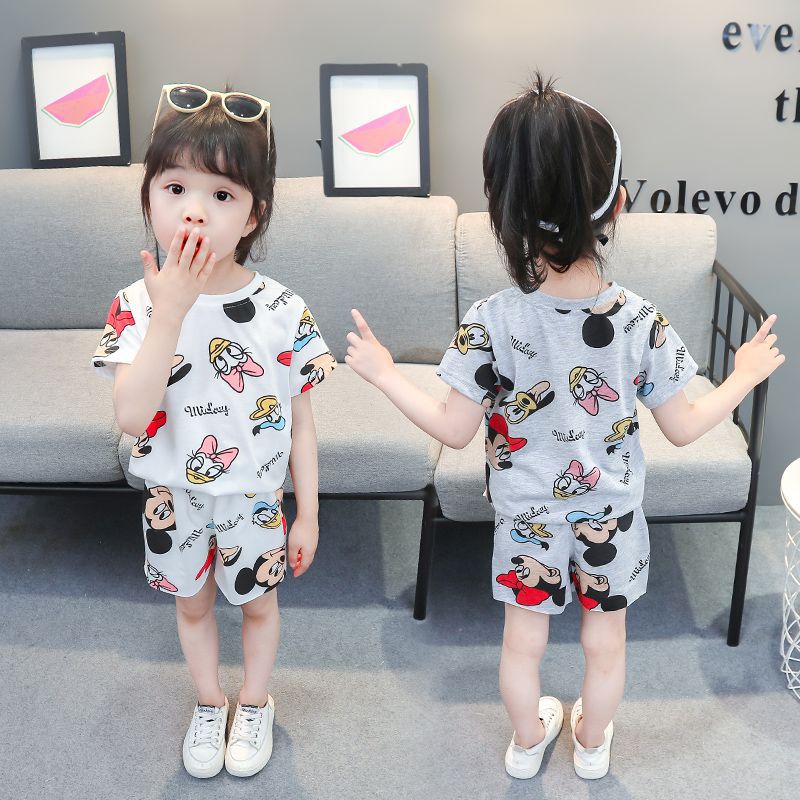 2023 new summer men's and women's sports suits for 2-year-old children 1 Western style cartoon print 2-piece set 3 short sleeves 4 T-shirt shorts 