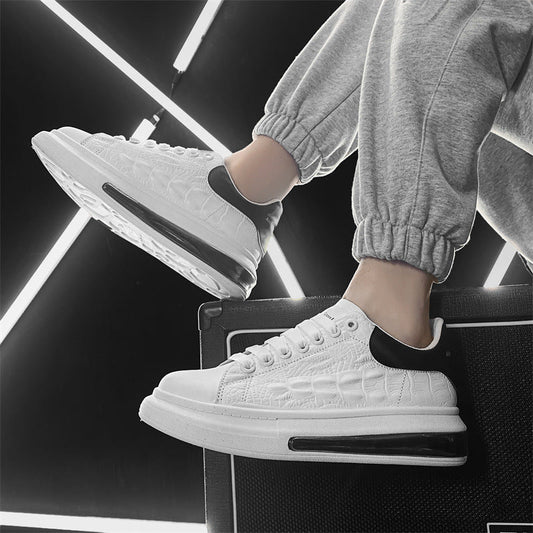 2022 New Spring Men's Air Cushion White Shoes Versatile Casual Sports Crocodile Pattern Men's Shoes 8907 