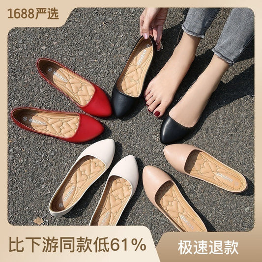 Foreign trade new flat heel pointed toe flat shoes Korean style fashion shallow mouth large size casual shoes manufacturer direct supply