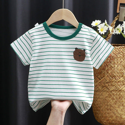 Children's short-sleeved t-shirt pure cotton girls summer clothes baby baby summer children's clothes 2023 boys tops one piece drop shipping 