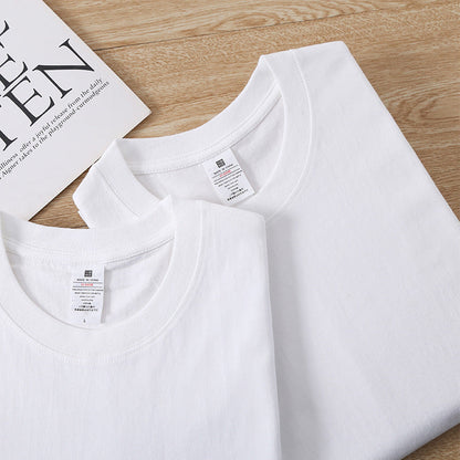 230g Japanese heavyweight pure cotton short-sleeved T-shirt for men and women trendy brand solid color white men's round neck bottoming shirt blank shirt 