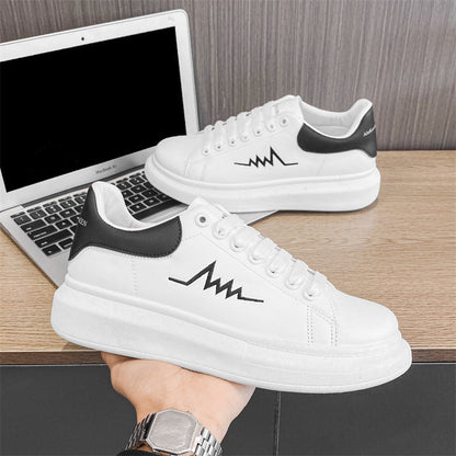 New white shoes for men in spring new versatile casual sneakers thick soles to increase student trend 8901 