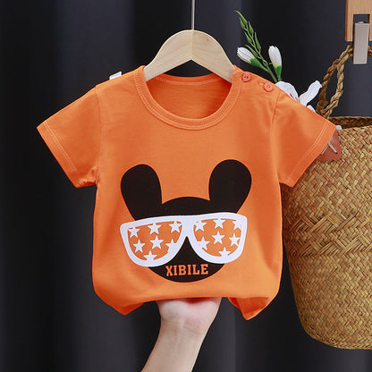 Children's short-sleeved t-shirt pure cotton girls summer clothes baby baby summer children's clothes 2023 boys tops one piece drop shipping 