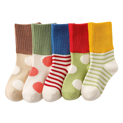 2022 new autumn and winter cotton trendy socks, sports, versatile, comfortable and warm, baby, middle and large children's socks, loose mouth 