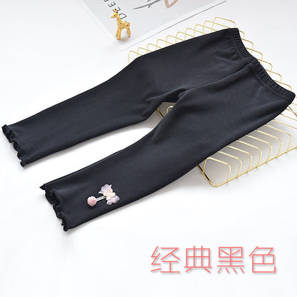 Girls' leggings spring and autumn thin outer wear foreign style children's pants spring new style baby girl medium thick long pants 