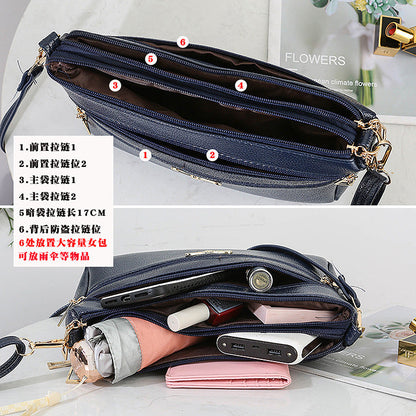 Women's bags 2024 new large-capacity crossbody shoulder bag six-layer large-capacity trendy middle-aged mother's stall bag 