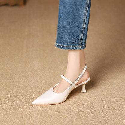 699-80 High-end small fragrant pointed-toe high-heeled shoes, new fashionable toe-back sandals, simple stiletto heels for women 