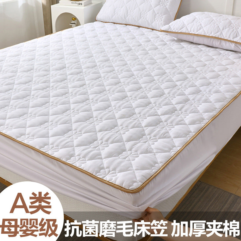 Cross-border supply of chemical fiber plain quilted bed sheets single piece mattress protector bed sheet bed cover dustproof mattress cover