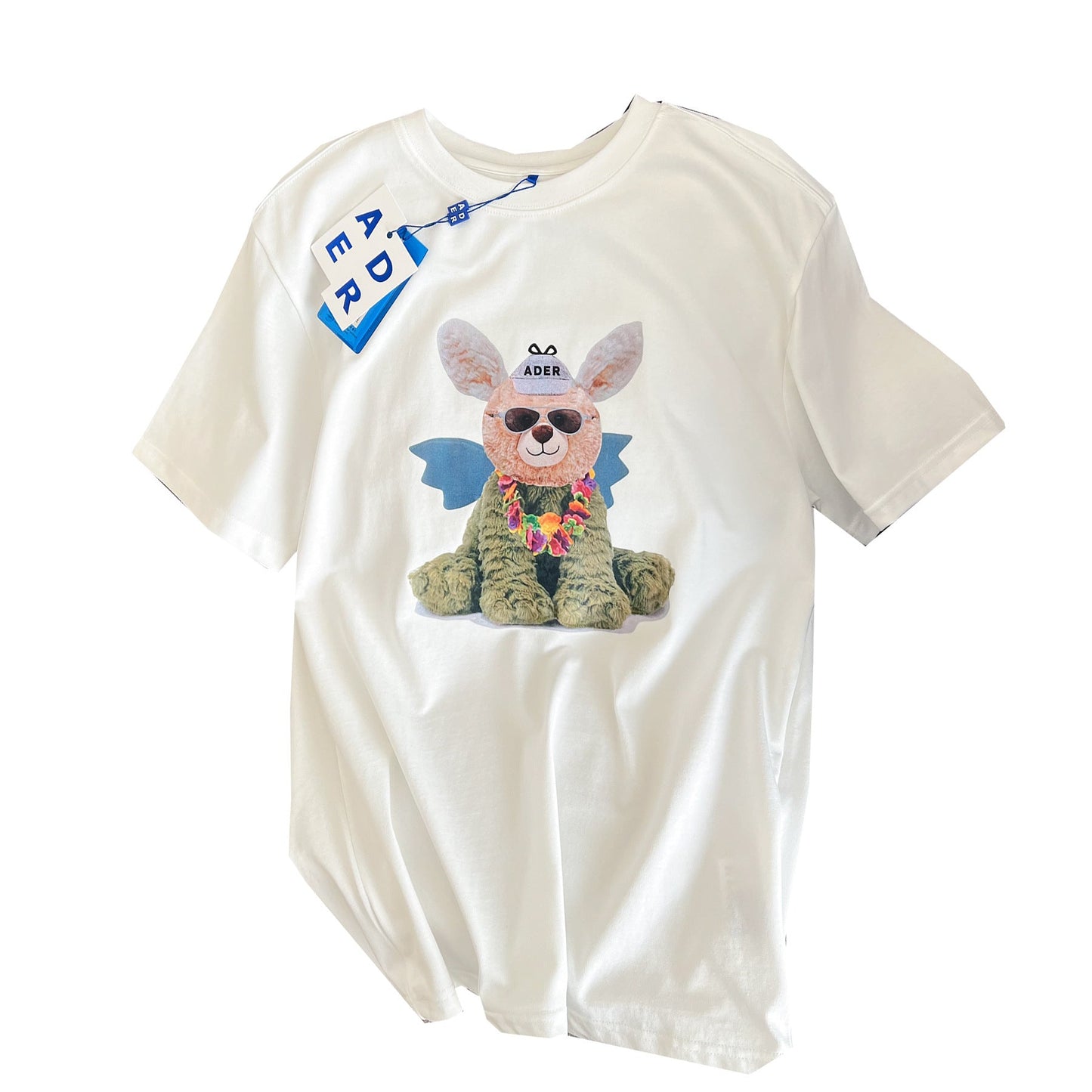 2022 new ADER cartoon cute bear short-sleeved male couple summer niche trendy brand printed loose women's T-shirt 