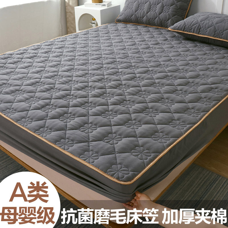 Cross-border supply of chemical fiber plain quilted bed sheets single piece mattress protector bed sheet bed cover dustproof mattress cover