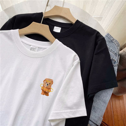 Short-sleeved T-shirt men's summer ins fashion brand men's clothing 2023 new Hong Kong style loose half-sleeved top American pure cotton T-shirt 