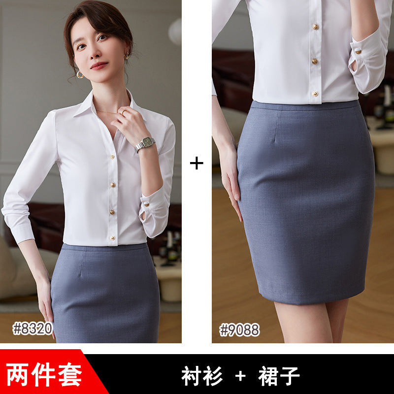 Fashion professional white shirt for women 2023 spring and summer new bottoming shirt interview formal wear front desk temperament work clothes 