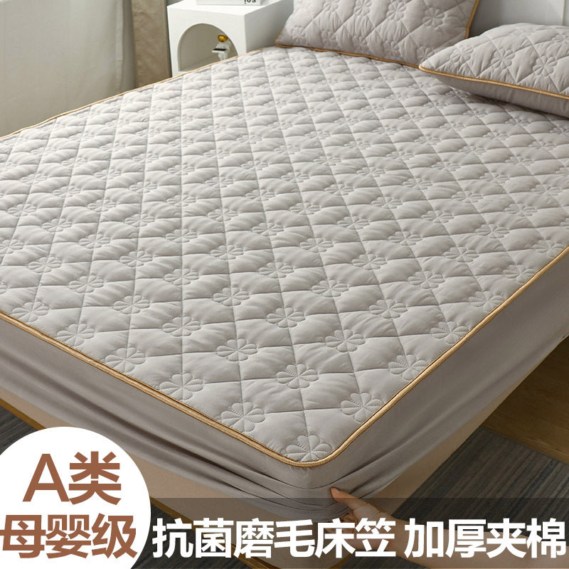 Cross-border supply of chemical fiber plain quilted bed sheets single piece mattress protector bed sheet bed cover dustproof mattress cover